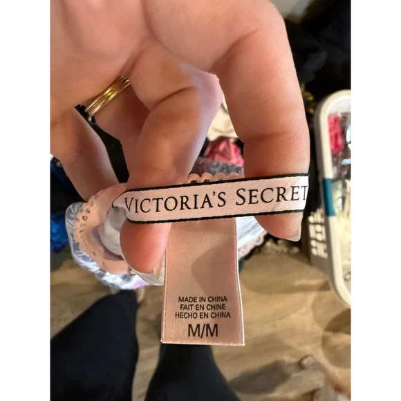 Victorias Secret Floral Lace Trim Chemise Nightgown Pink Blue Satin Slip Medium - Picture 3 of 3